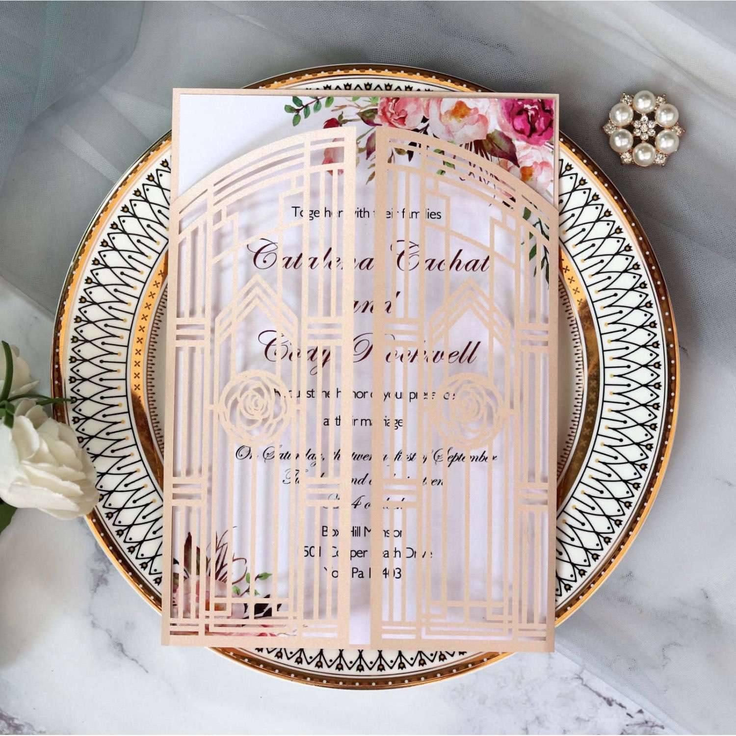 Modern Invitation Card Wedding Card Design Laser Cut Marriage Invitation Rectangle